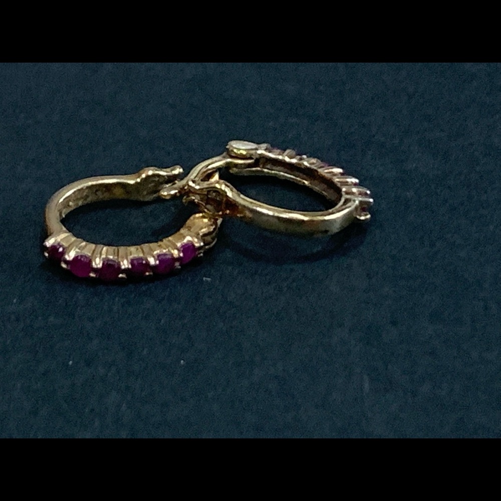 Gold hoops with red stones
